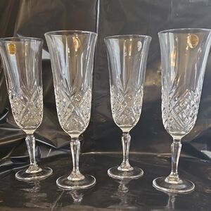 Crystal Champagne Flutes Set Of 4 New Margues